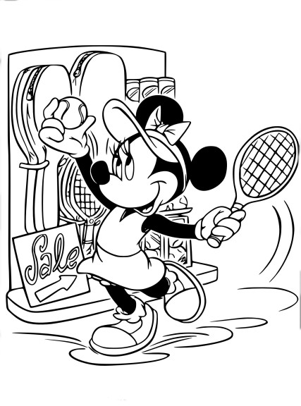 Minnie Plays Tennis coloring page