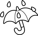 Umbrella And Rain coloring page