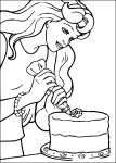 Coloriage Barbie cuisine un gateau