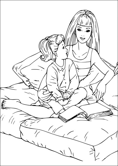 Coloriage Barbie et sa fille