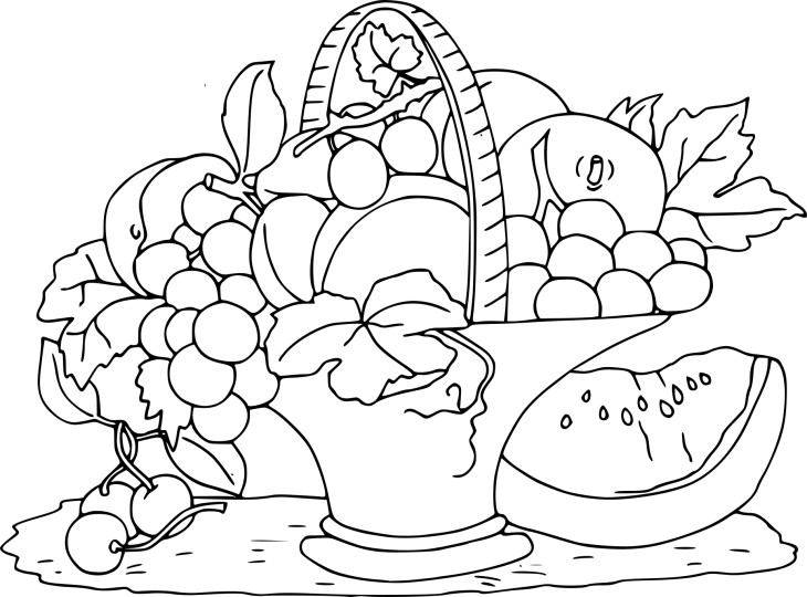 Coloriage coupe de fruits