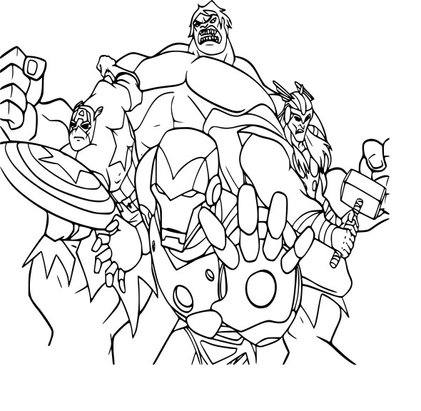 Coloriage équipe Avengers à imprimer