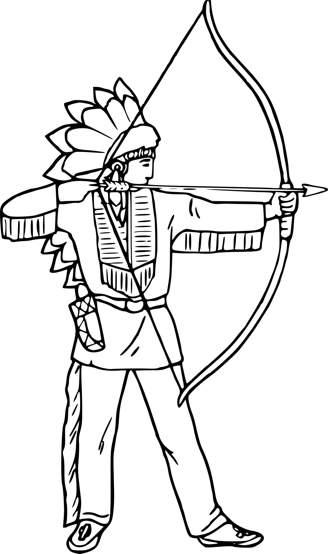 Indian With A Bow coloring page