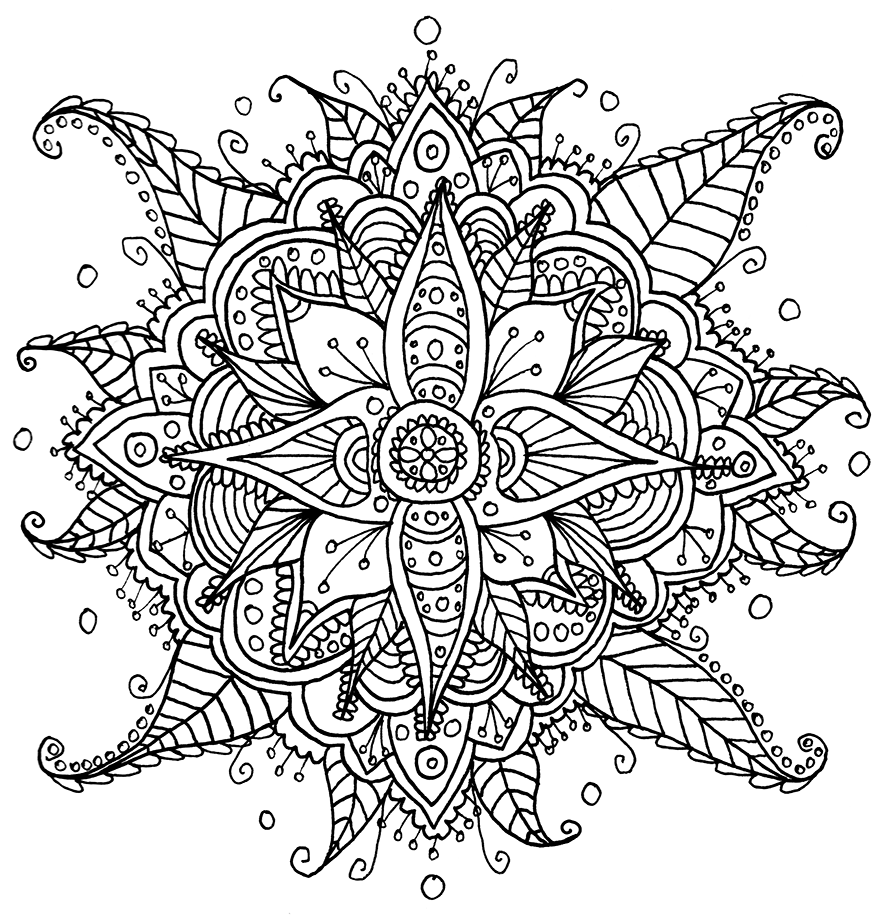 Coloriage mandala fleur difficile