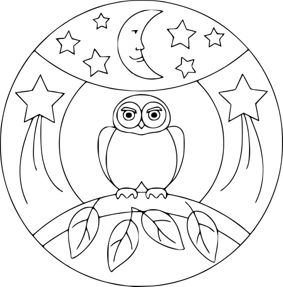 Coloriage mandala hibou