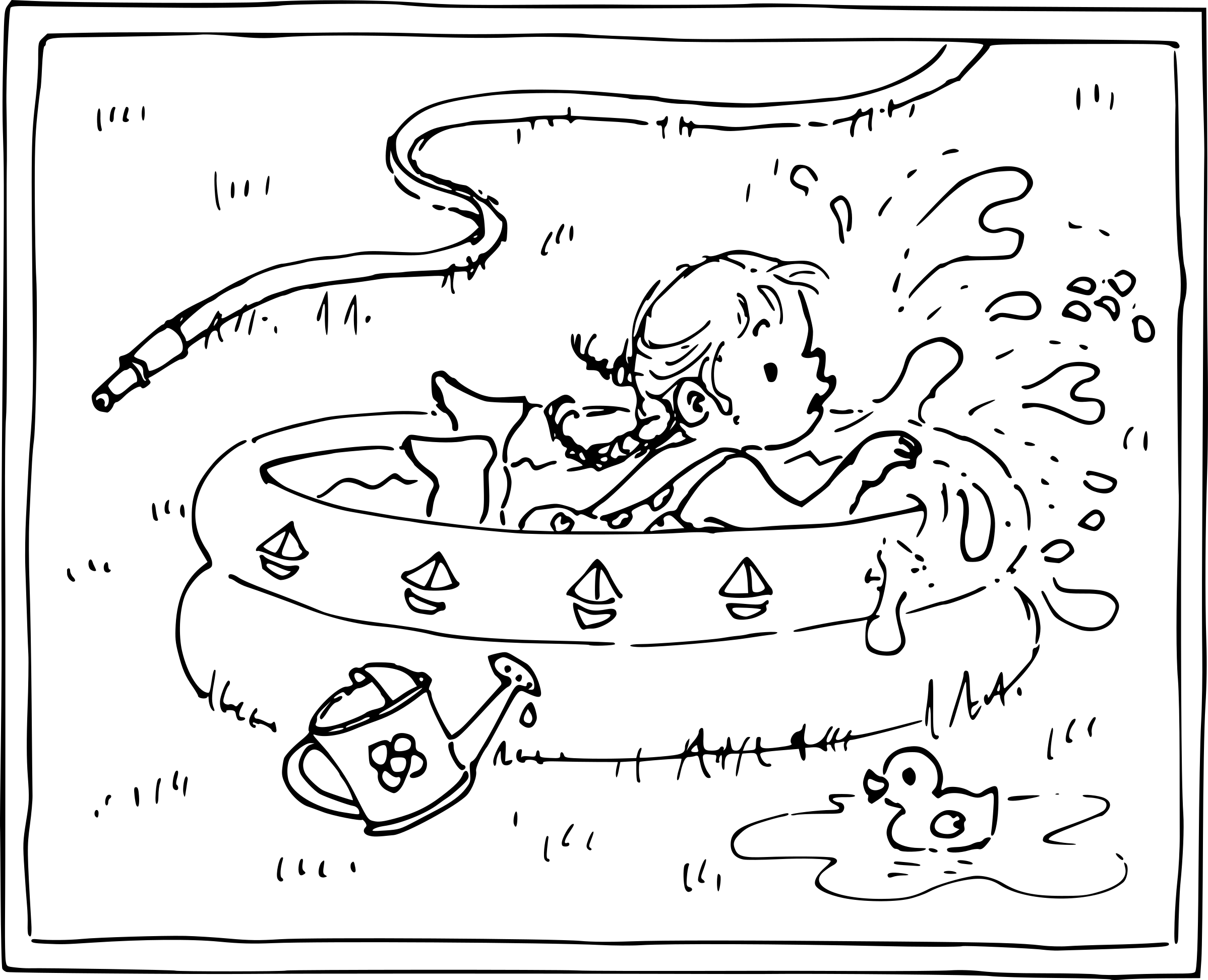 Coloriage petite fille dans une piscine