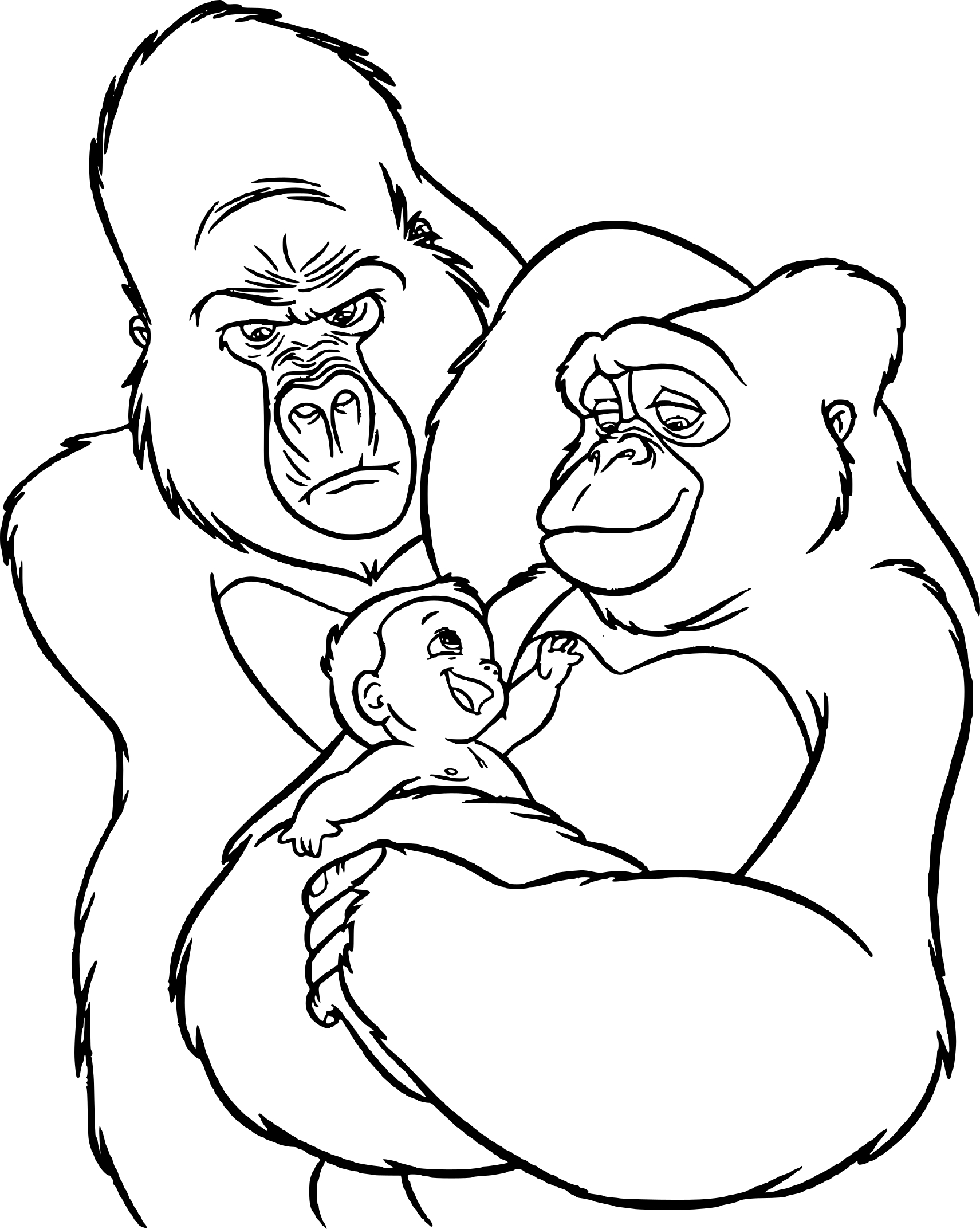 Disegno di Tarzan e la sua famiglia da colorare