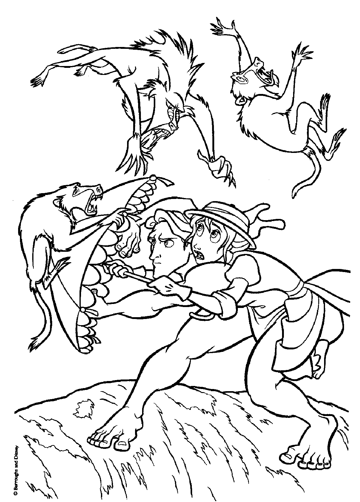 Disegno di Tarzan salva Jane da colorare