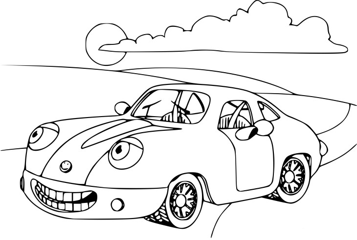 Coloriage voiture souriante