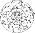 Mandala Horses drawing and coloring page