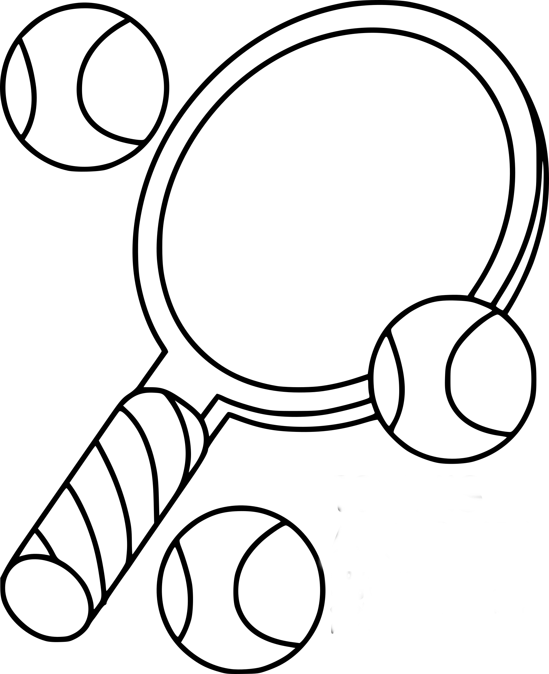 Tennis Racket drawing and coloring page
