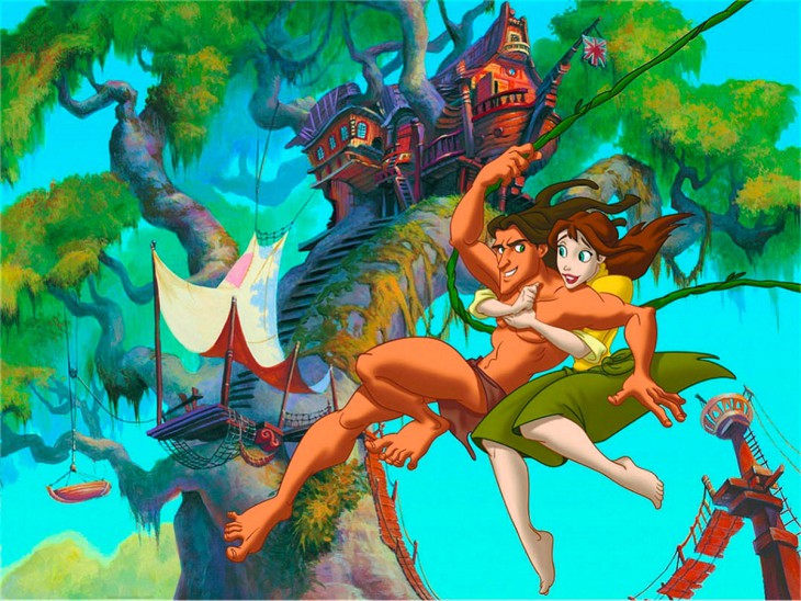 Disegno di Tarzan salva Jane da colorare