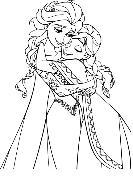 Anna And Elsa drawing and coloring page
