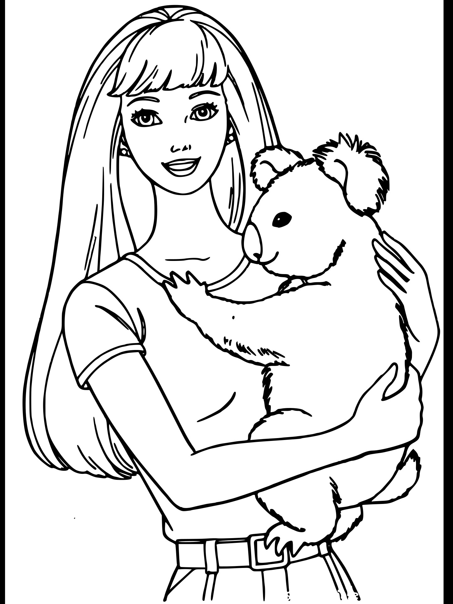 Disegno di Barbie e Koala da colorare