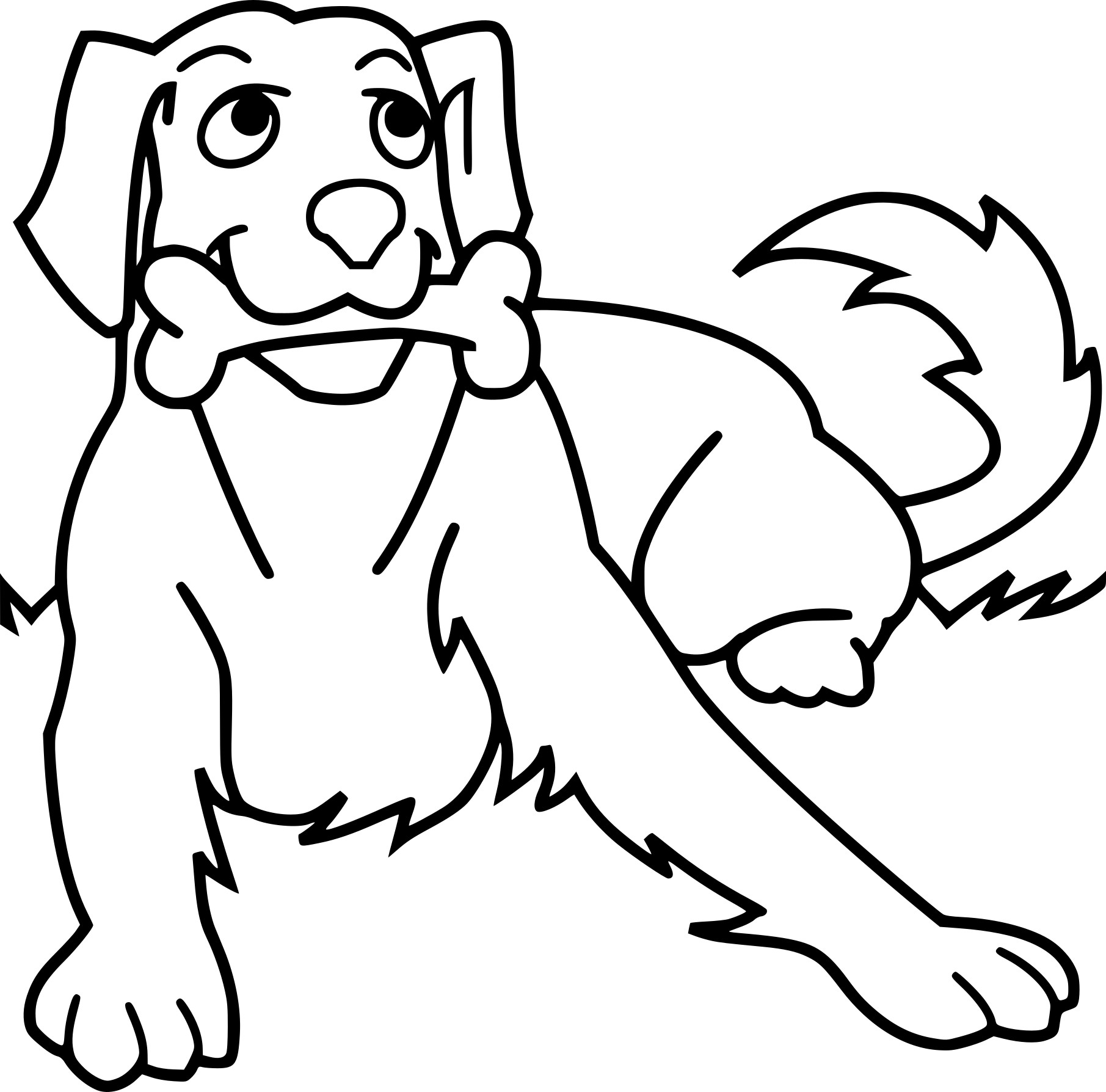 Coloriage chien avec un os