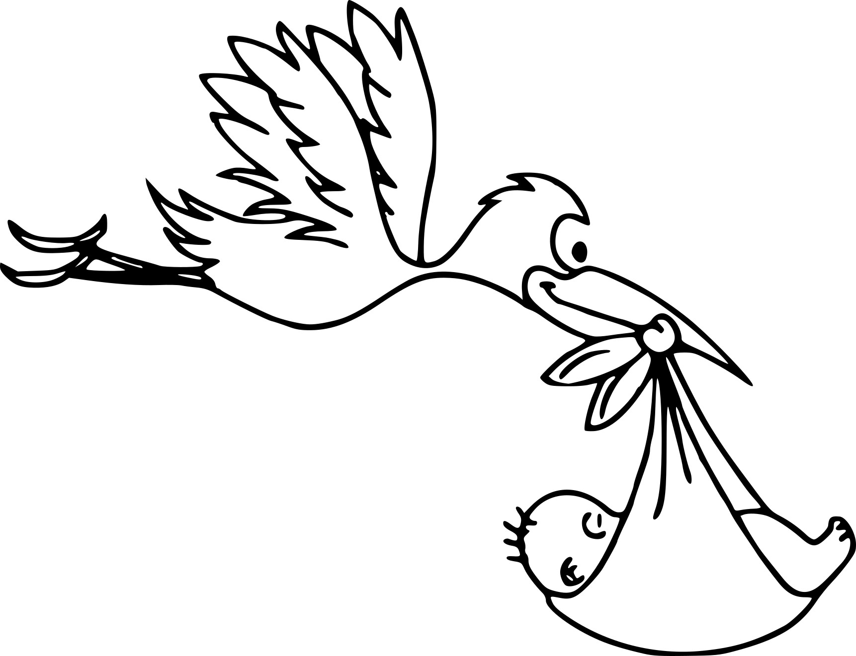 Stork And A Baby coloring page