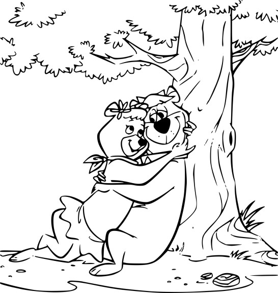 Disegno di Orso Cindy e Yogi da colorare