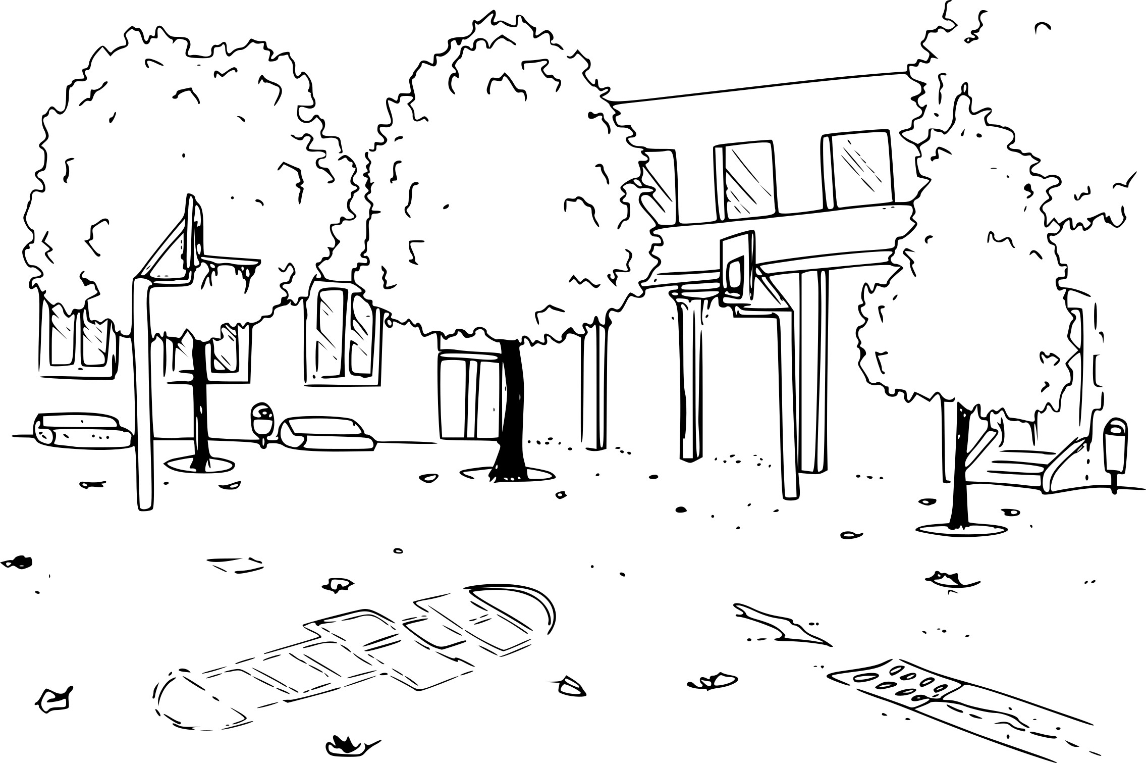 Schoolyard coloring page