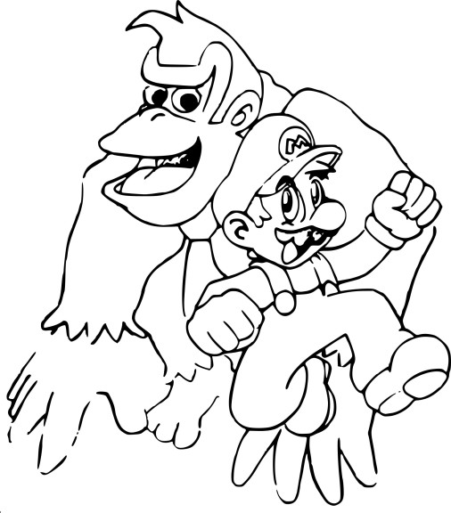 Coloriage Donkey Kong et Mario
