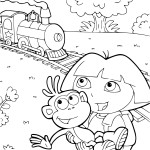 Coloriage Dora et un train