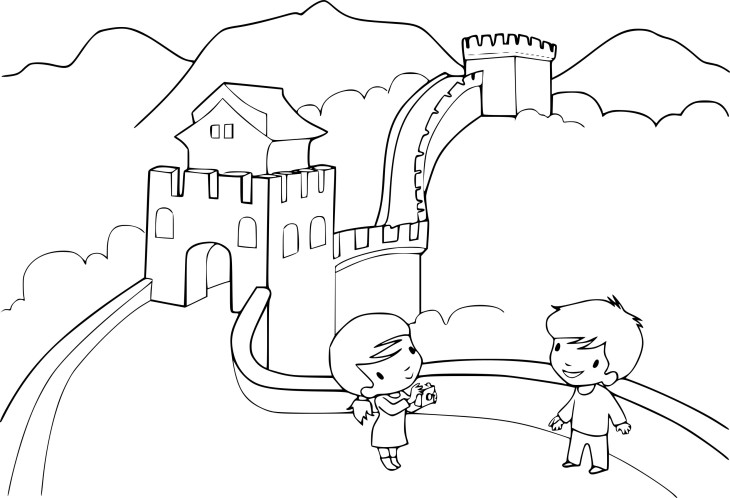 Coloriage grande muraille de chine