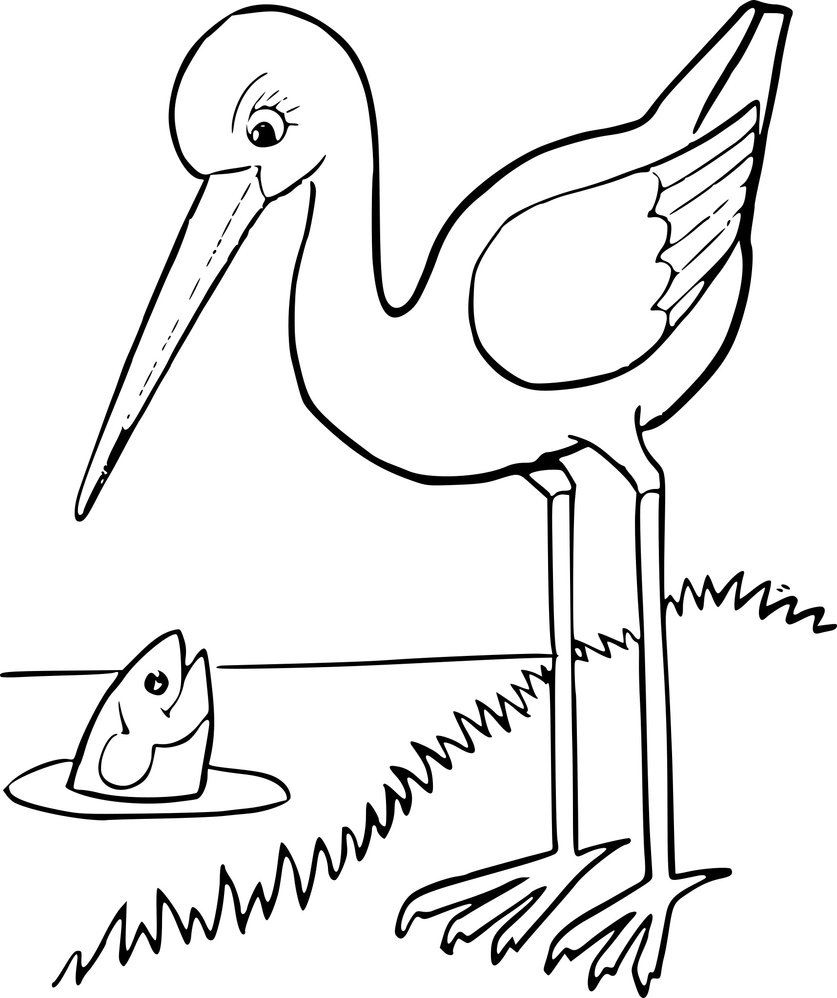 Coloriage grue oiseau