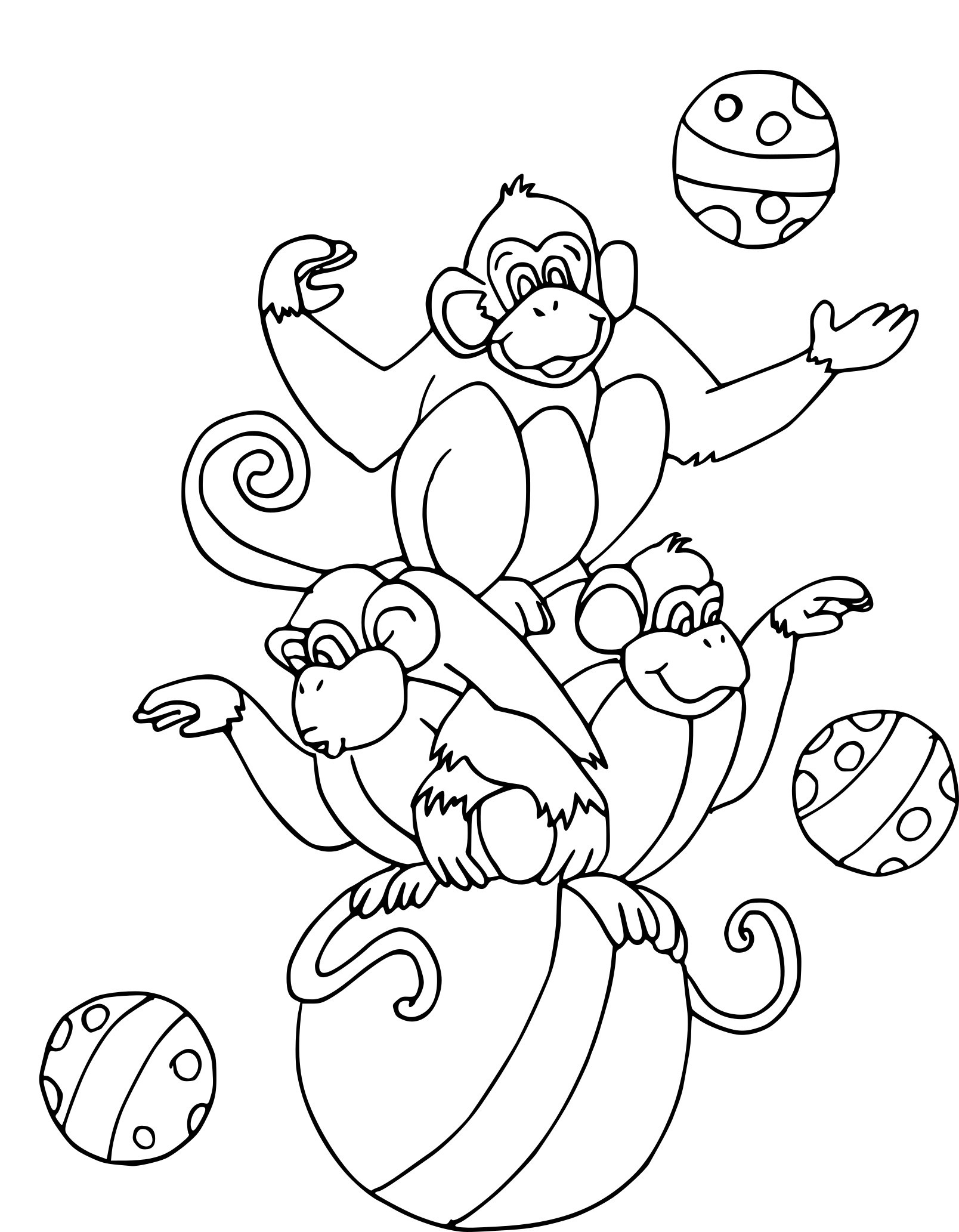 Coloriage singe jongleur