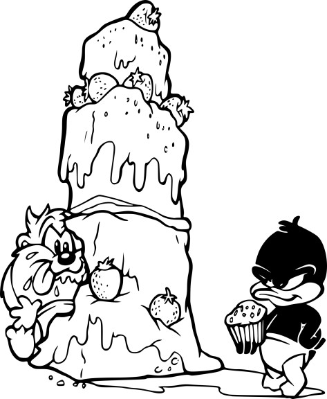 Disegno di Taz e Daffy Duck da colorare