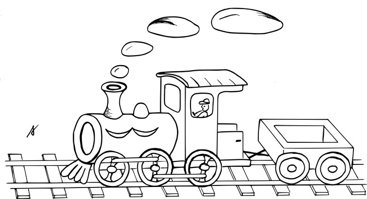 Disegno di Treno e auto da colorare