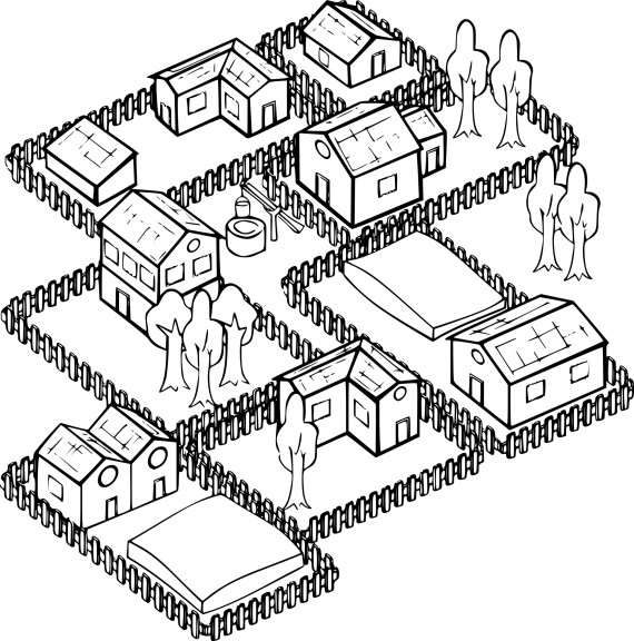 Village coloring page