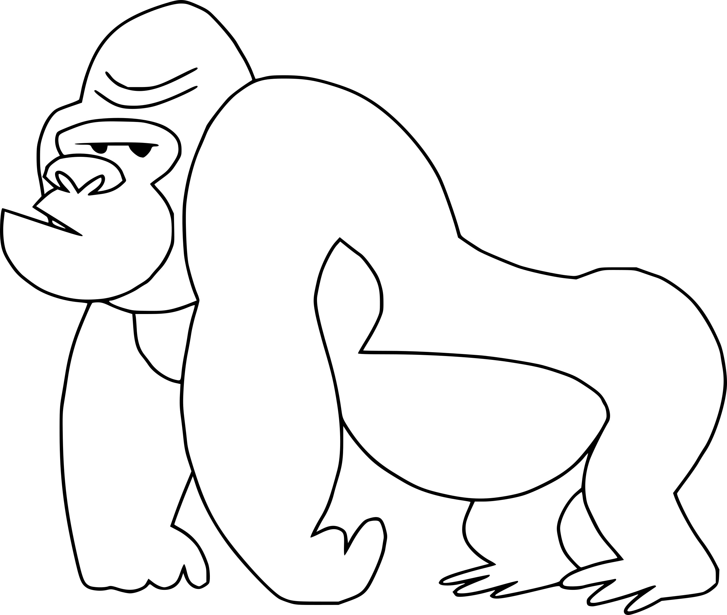 Gorilla drawing and coloring page