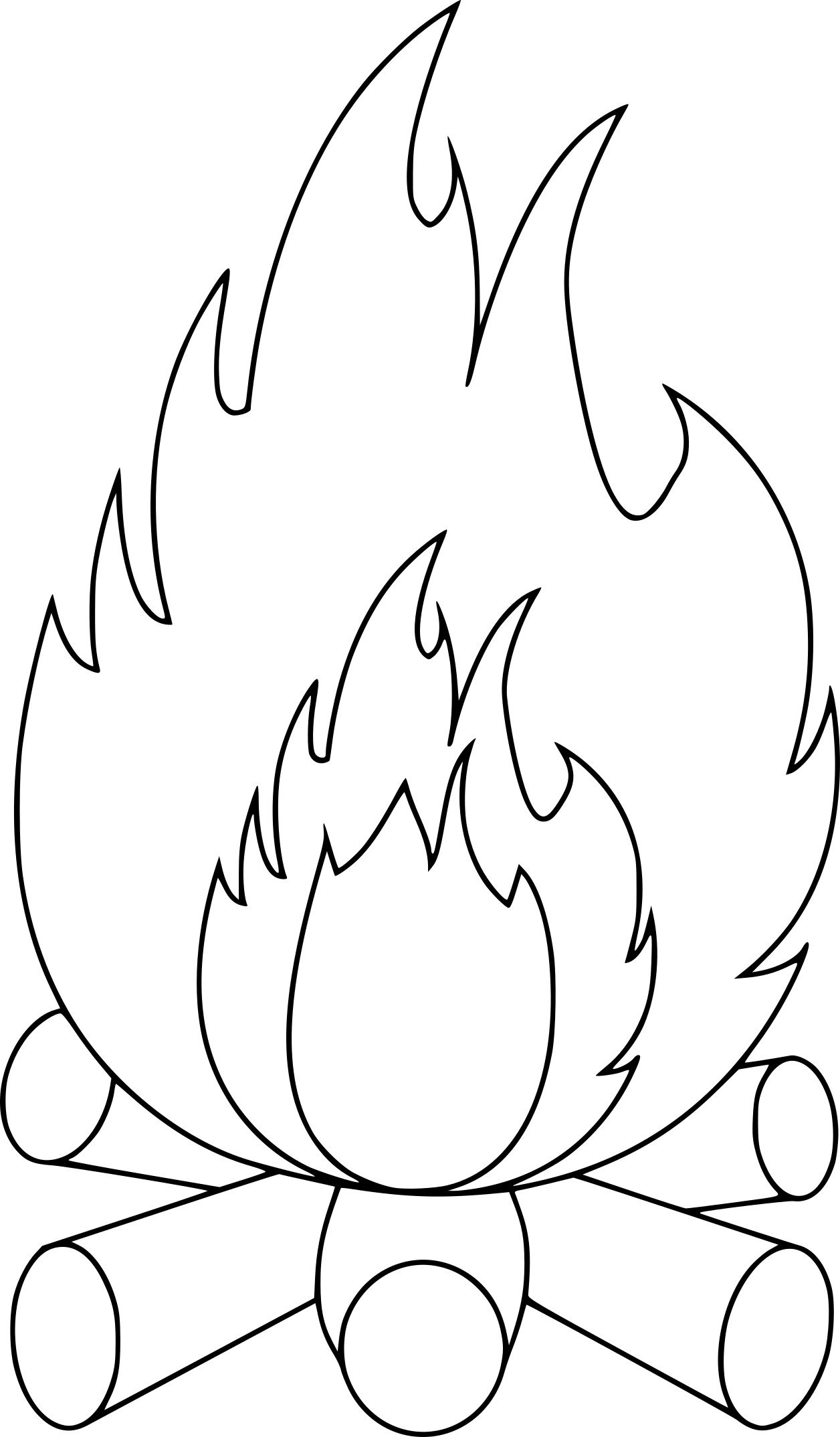 Campfire drawing and coloring page