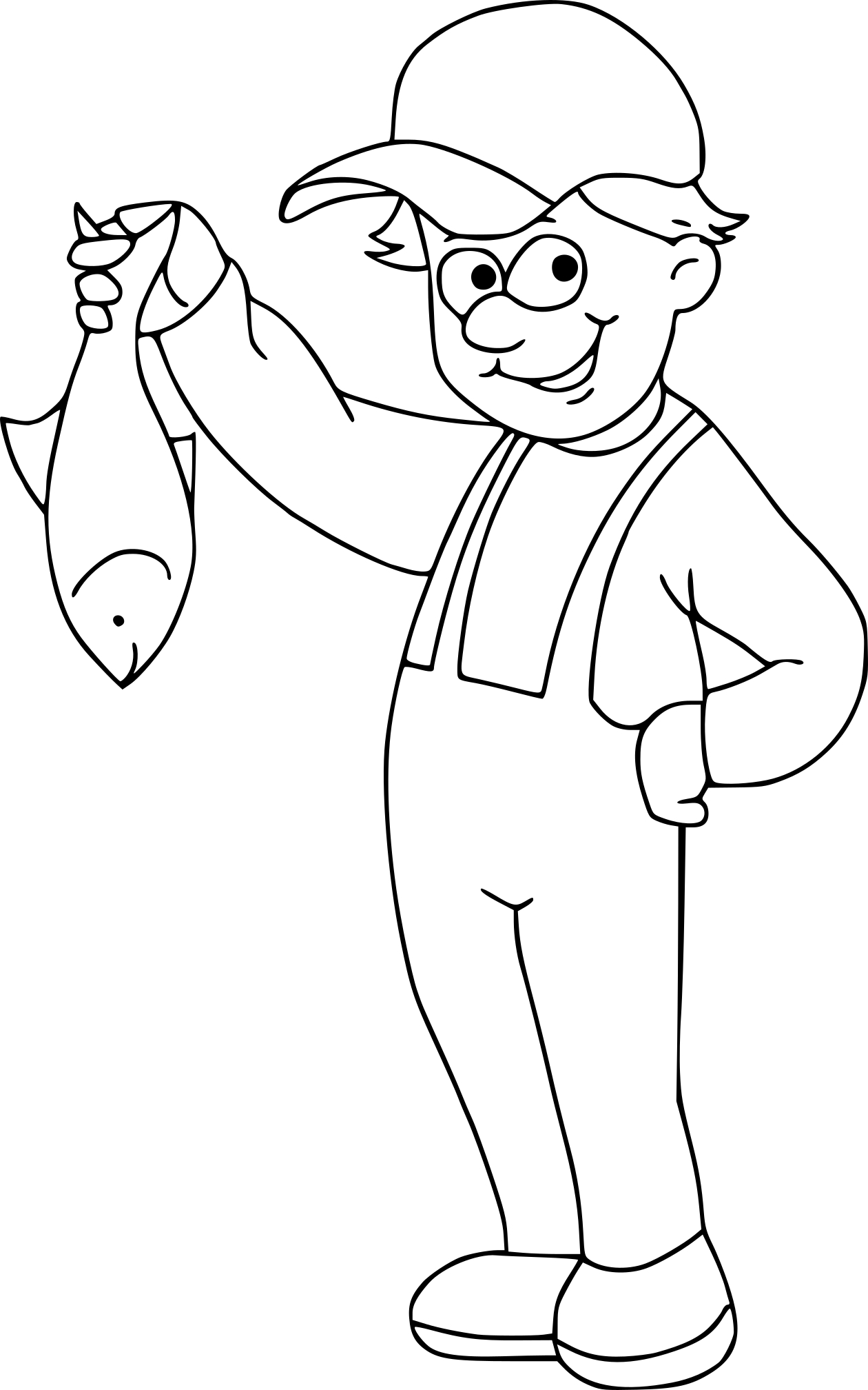 Fishing drawing and coloring page