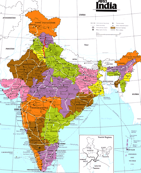 Disegno di Mappa dell'India da colorare