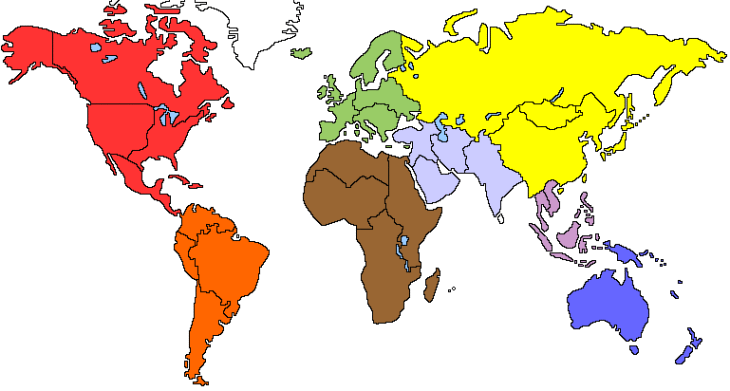 Disegno di Mappa del mondo vuota da colorare