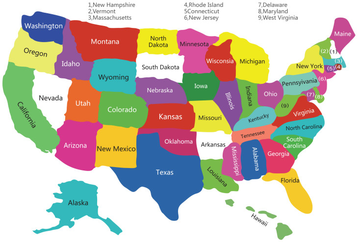 Disegno di Mappa degli Stati Uniti da colorare