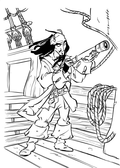 Disegno di Capitano Jack Sparrow da colorare