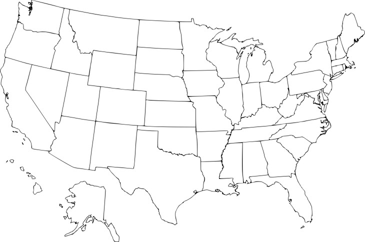 Disegno di Mappa degli Stati Uniti da colorare