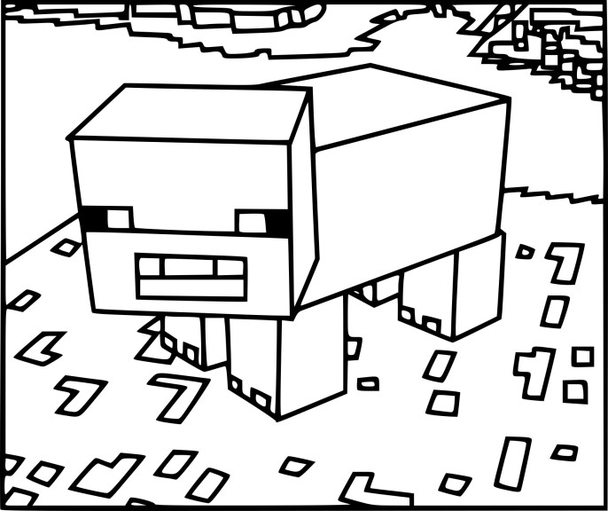 Coloriage cochon Minecraft