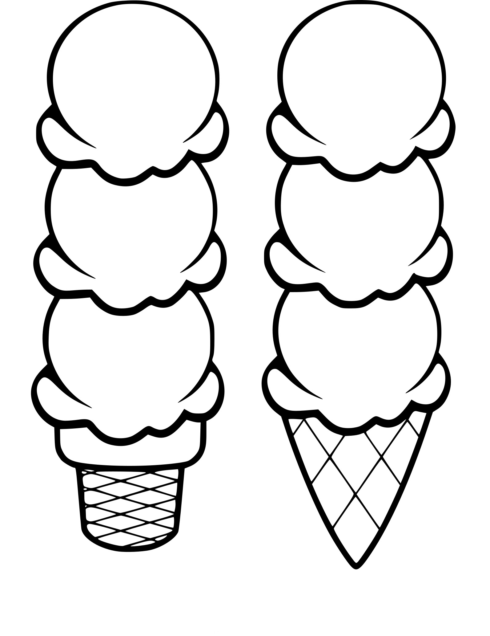 3 Flavors Ice Cream coloring page