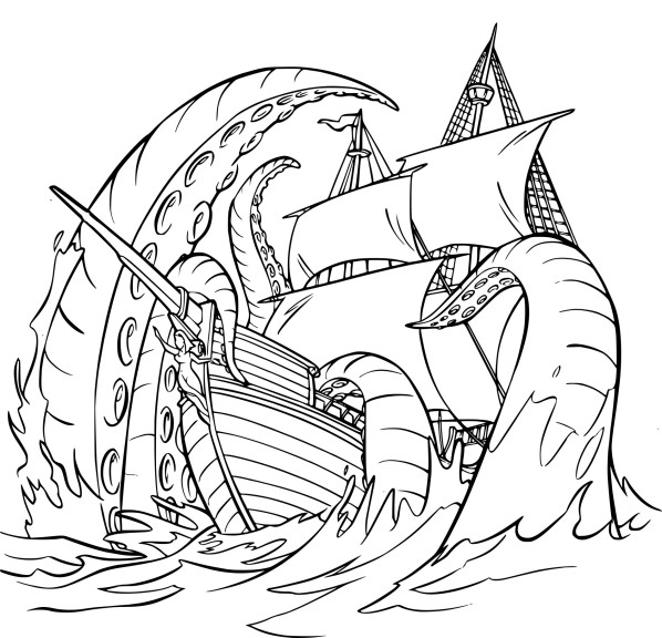 Kraken coloring page