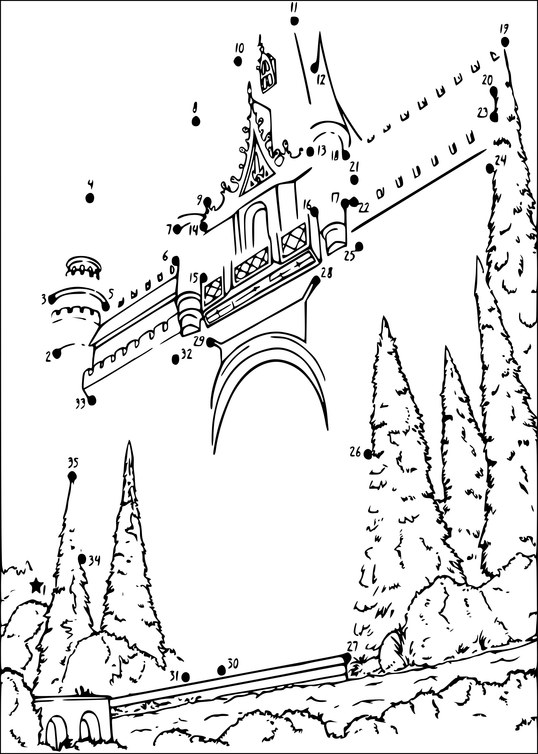 Disegno di Punto per collegare il castello da colorare
