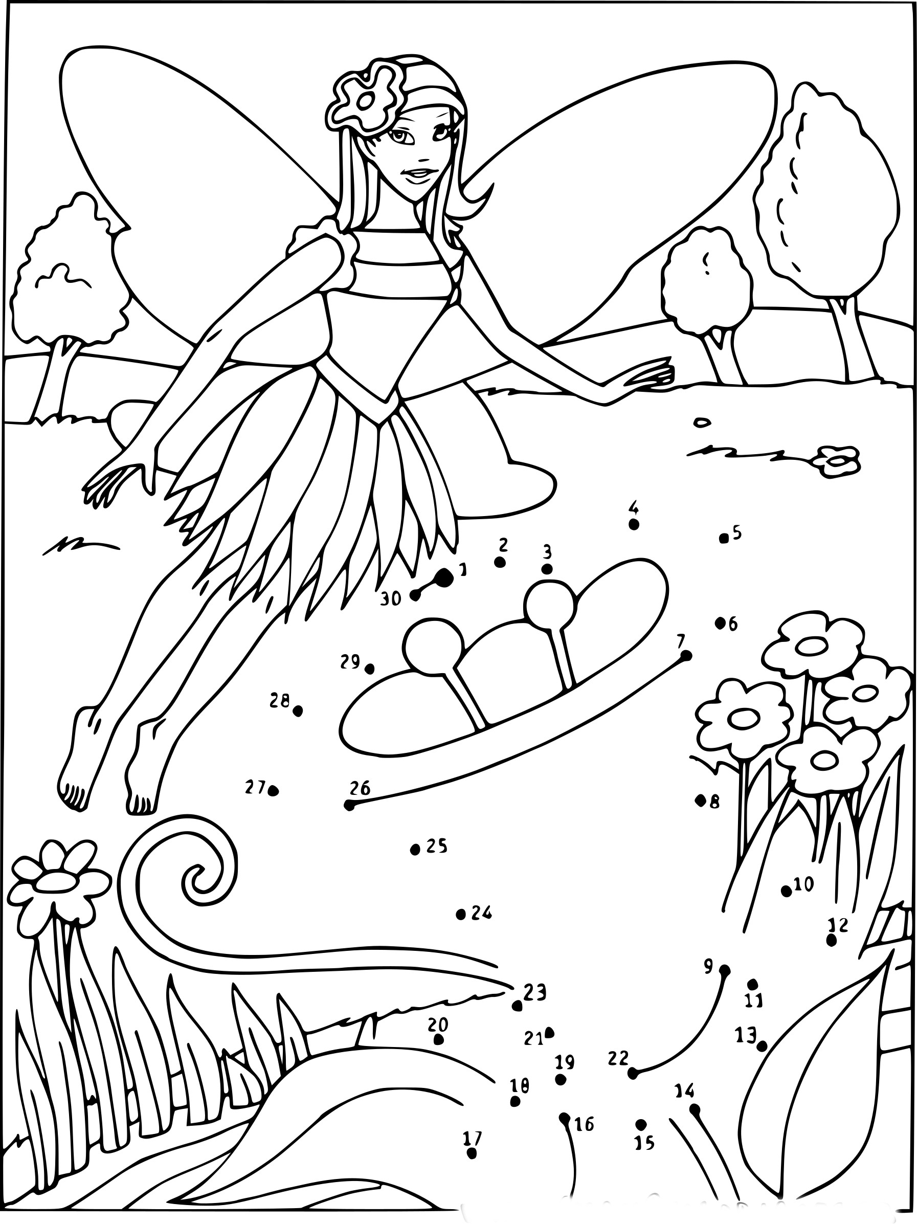 Point To Connect Fairy coloring page