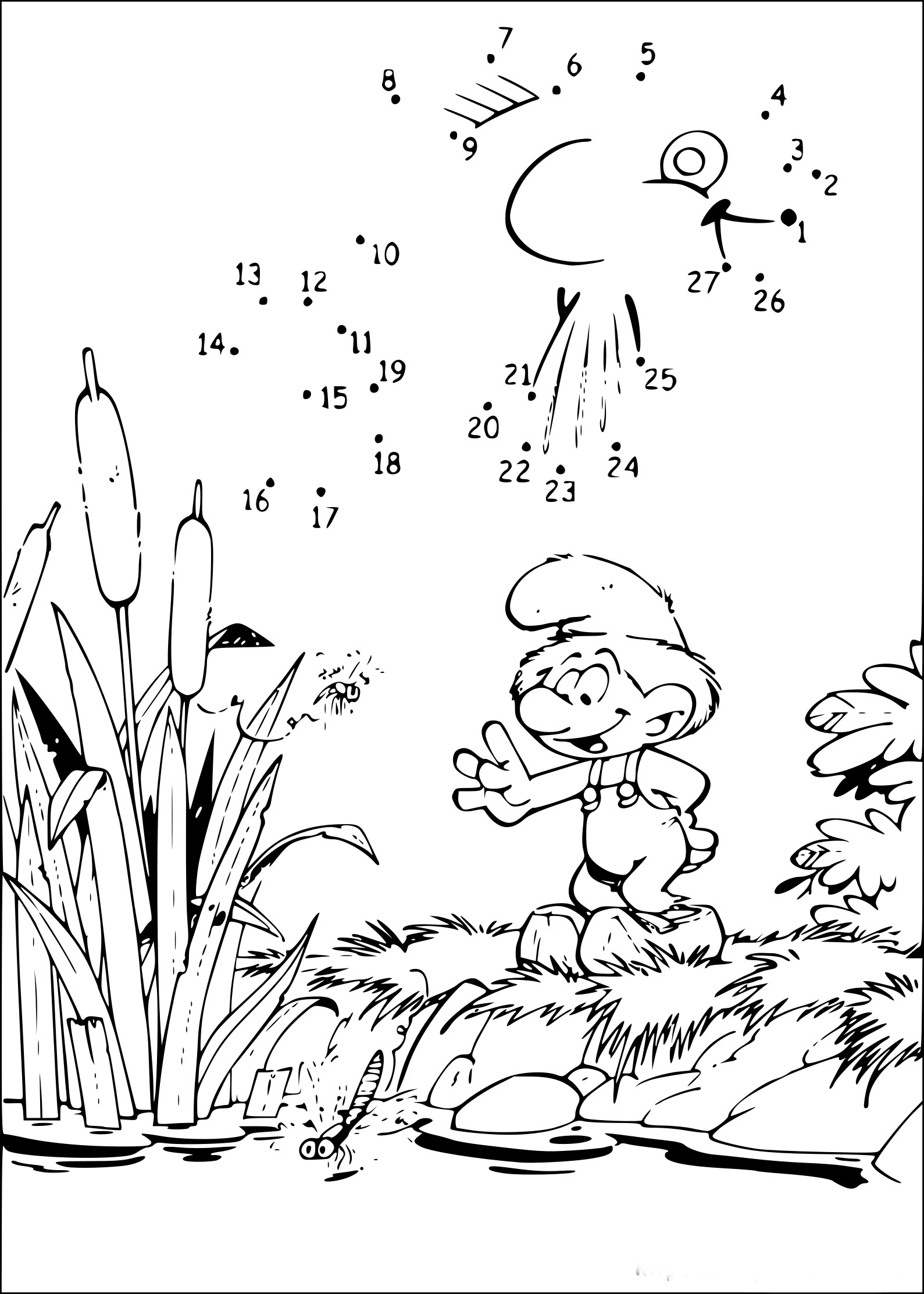 Point To Connect Smurfs coloring page