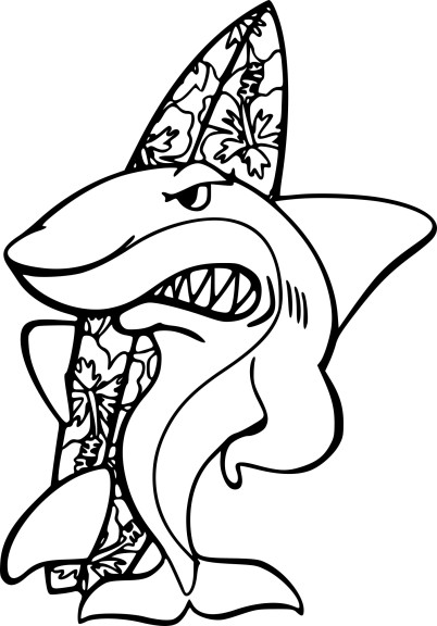 Coloriage requin fait du surf