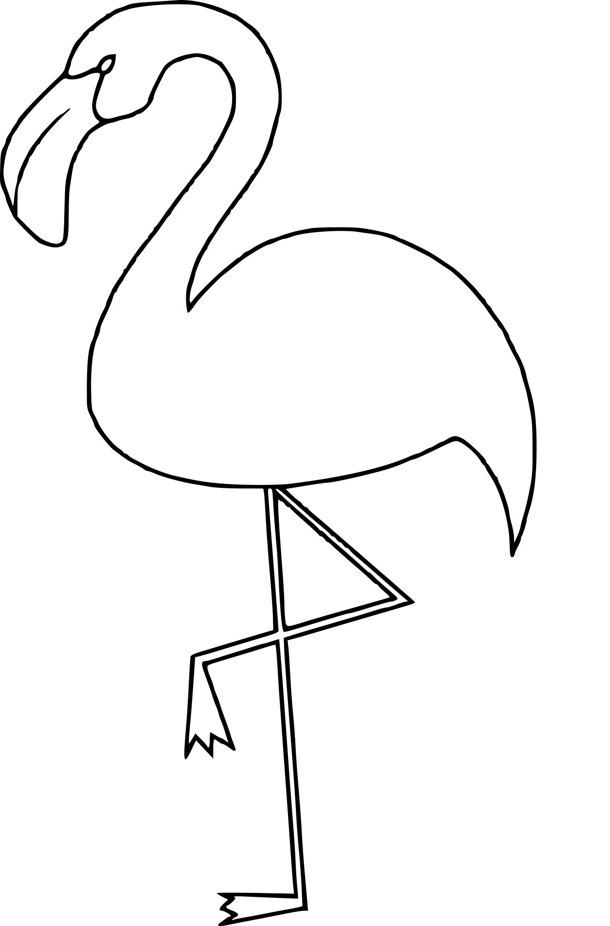 Pink Flamingo drawing and coloring page