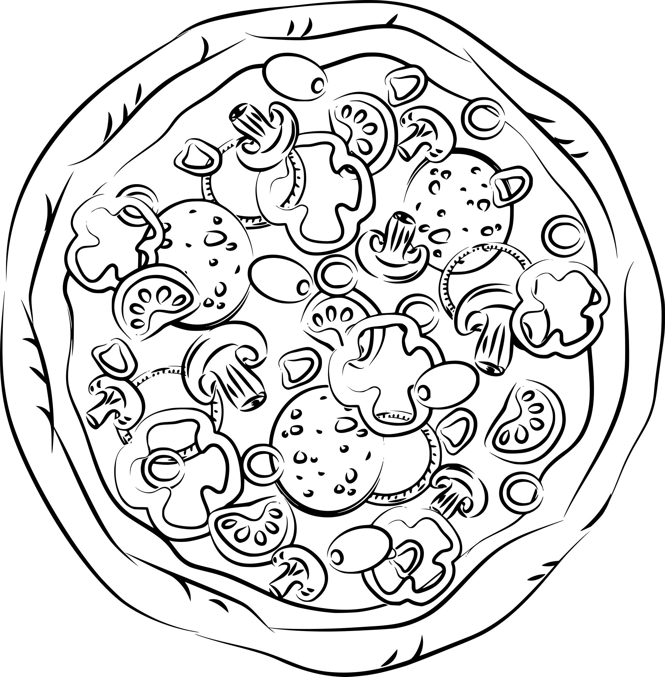 Pizza drawing and coloring page