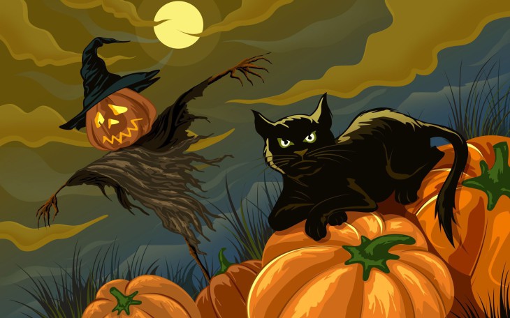 Disegno di Gatto di Halloween da colorare