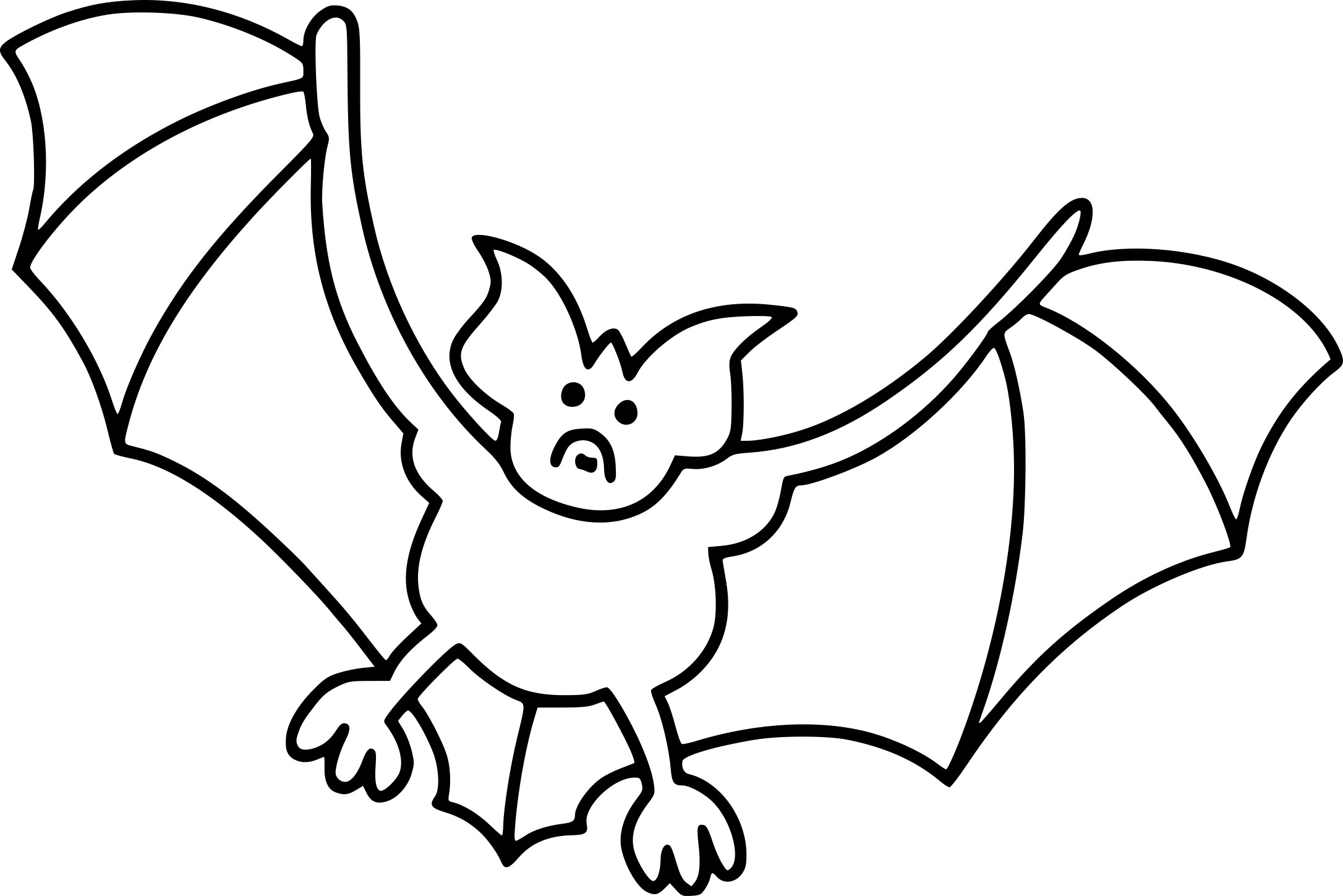 Halloween Bat drawing and coloring page