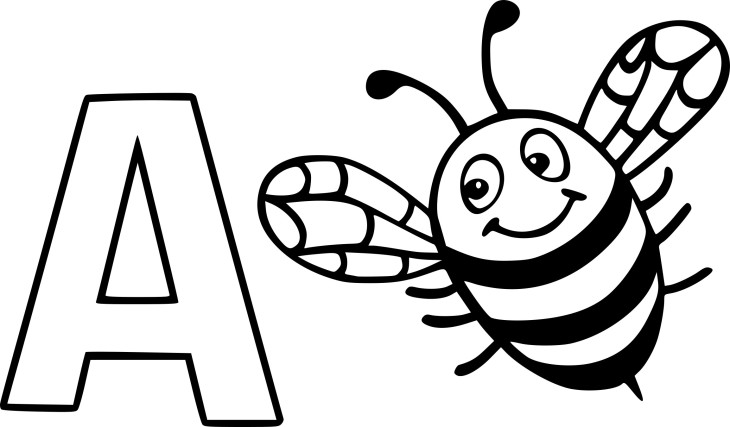 A For Bee coloring page
